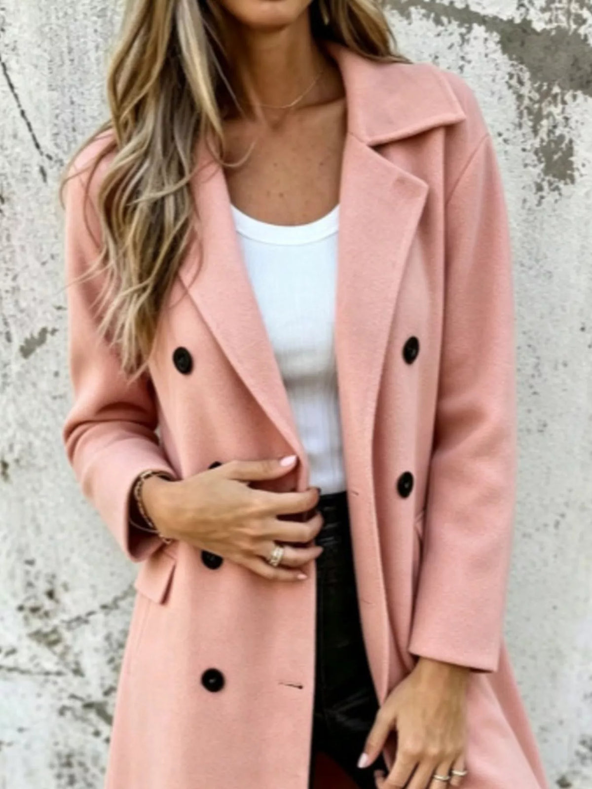 Back view of Sovereign double-breasted lapel coat