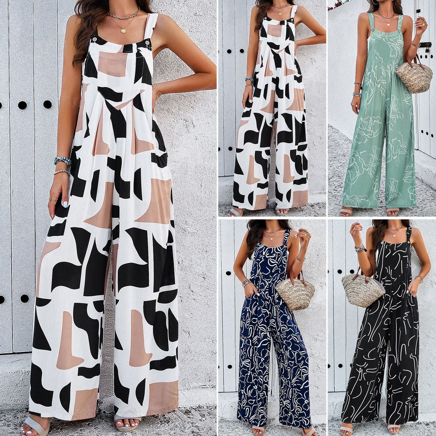 Foreign trade temperament elegant printed romper