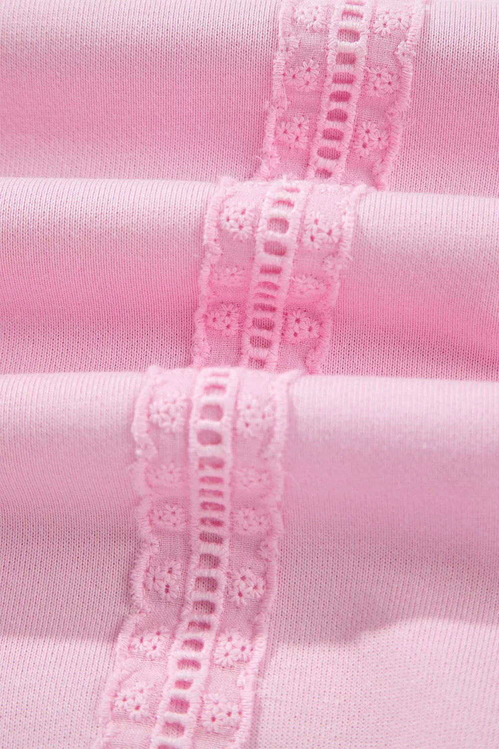 Birch Raw-Seam Lace Detail Sweatshirt in blush pink — detail view