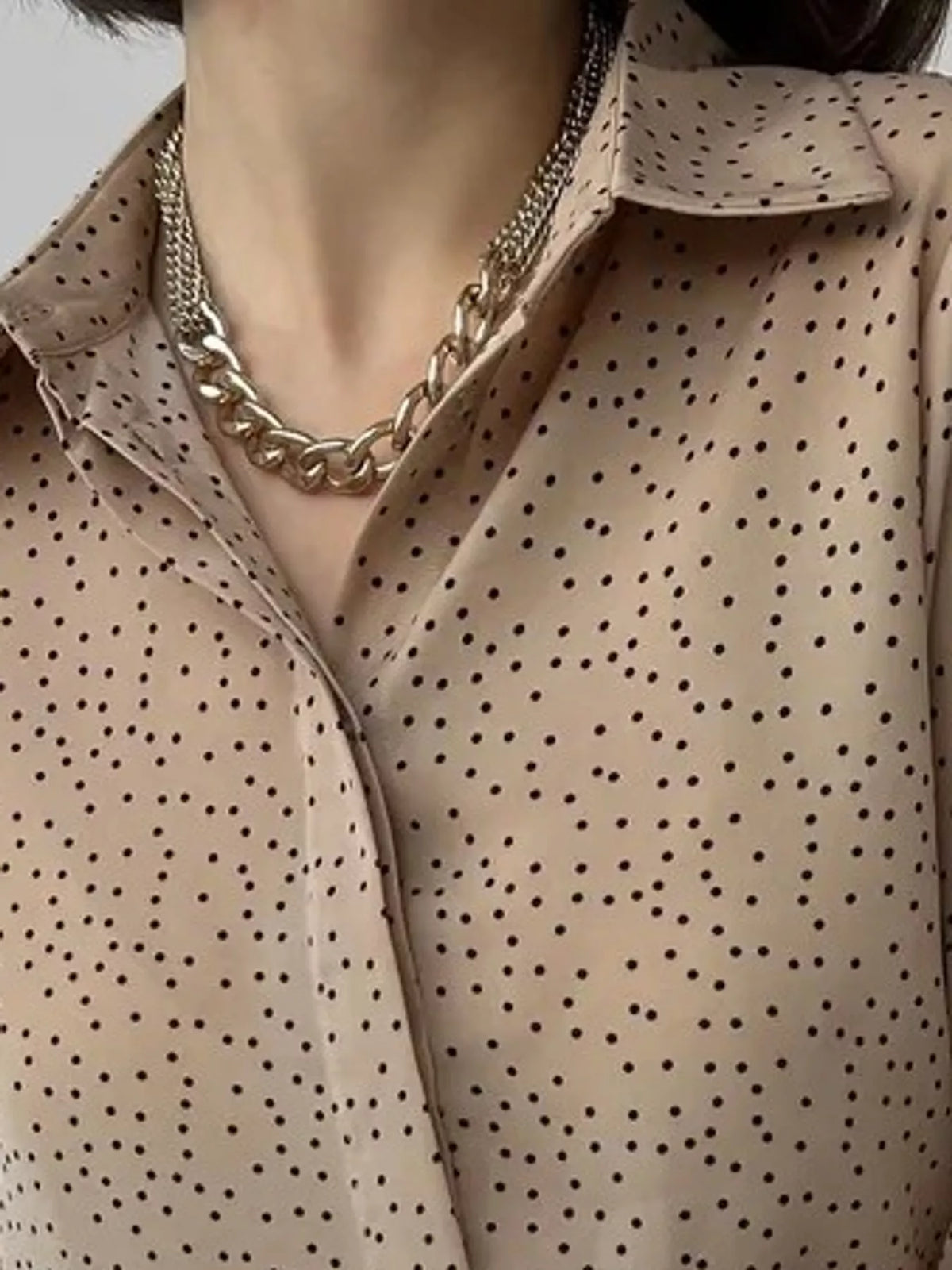 Daydream Button-Up Shirt in red polka dot — detail view