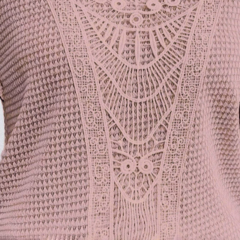 Boho Muse lace-yoke short sleeve sweater
