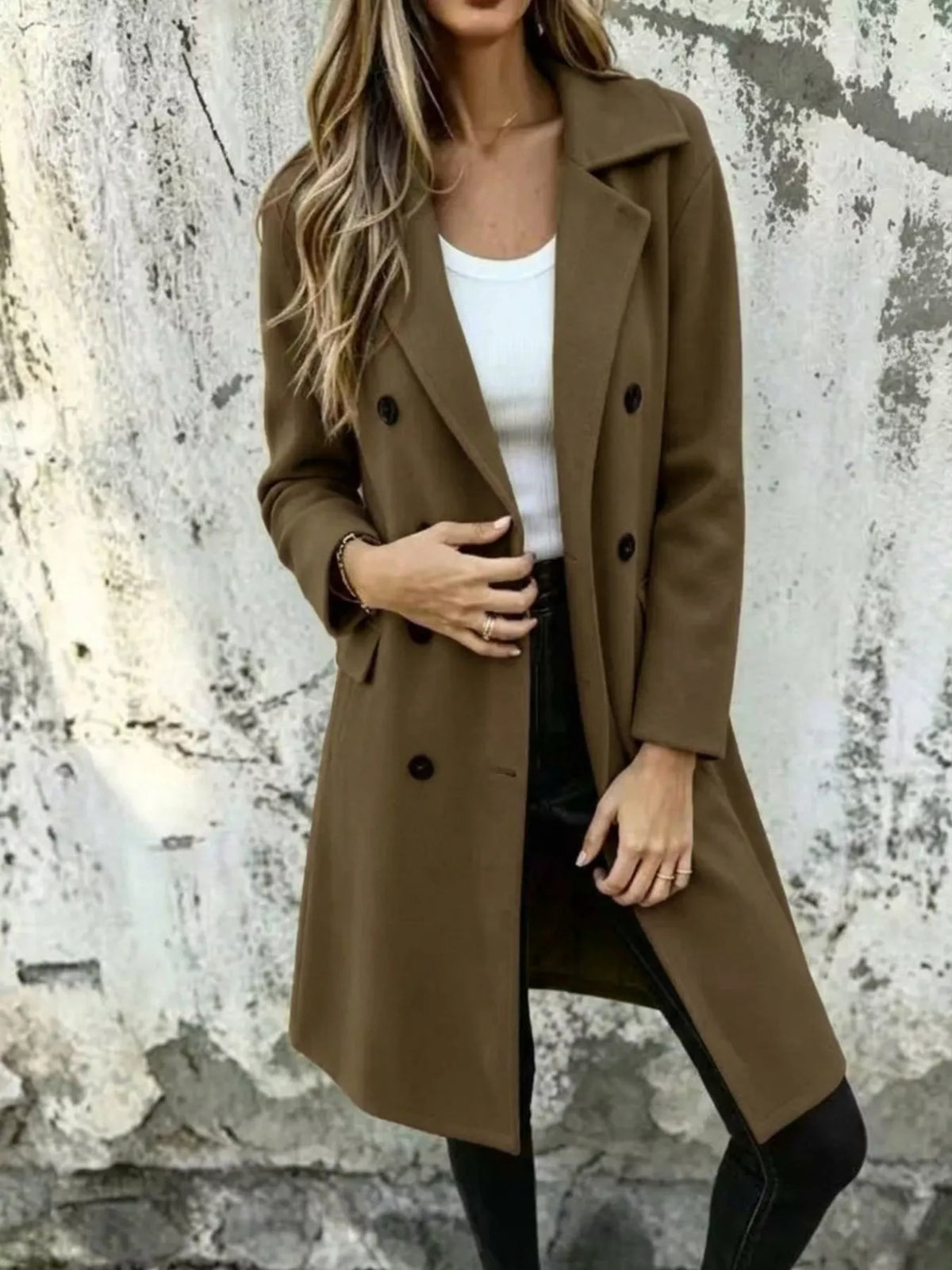 Back view of Sovereign double-breasted lapel coat