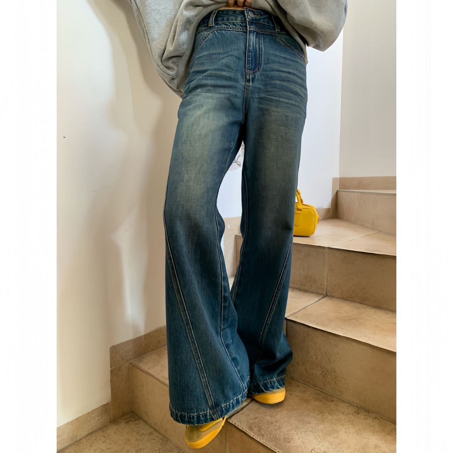 High waisted wide leg jeans for women