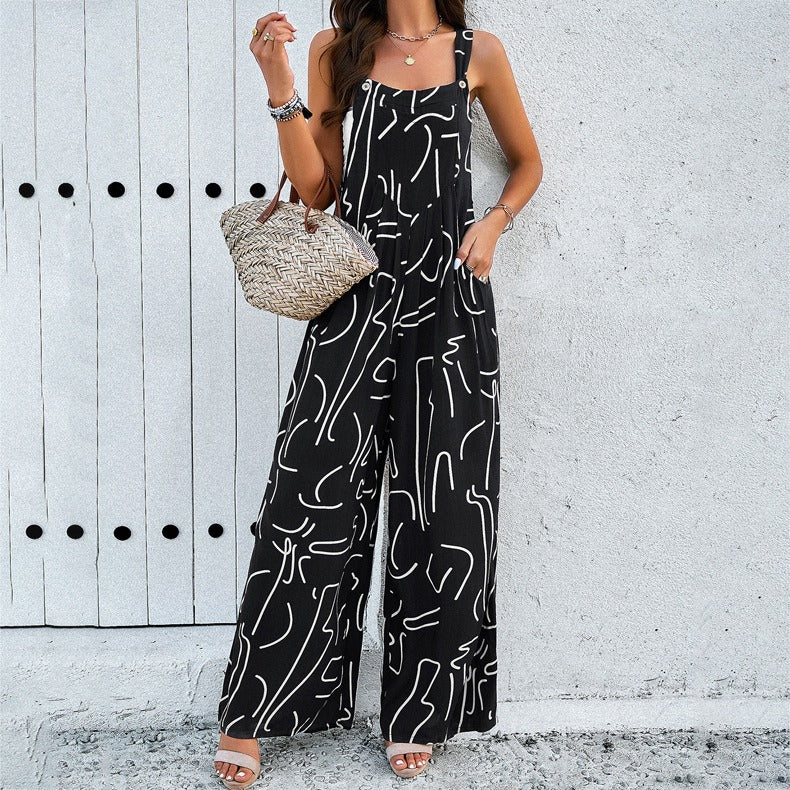 Foreign trade temperament elegant printed romper