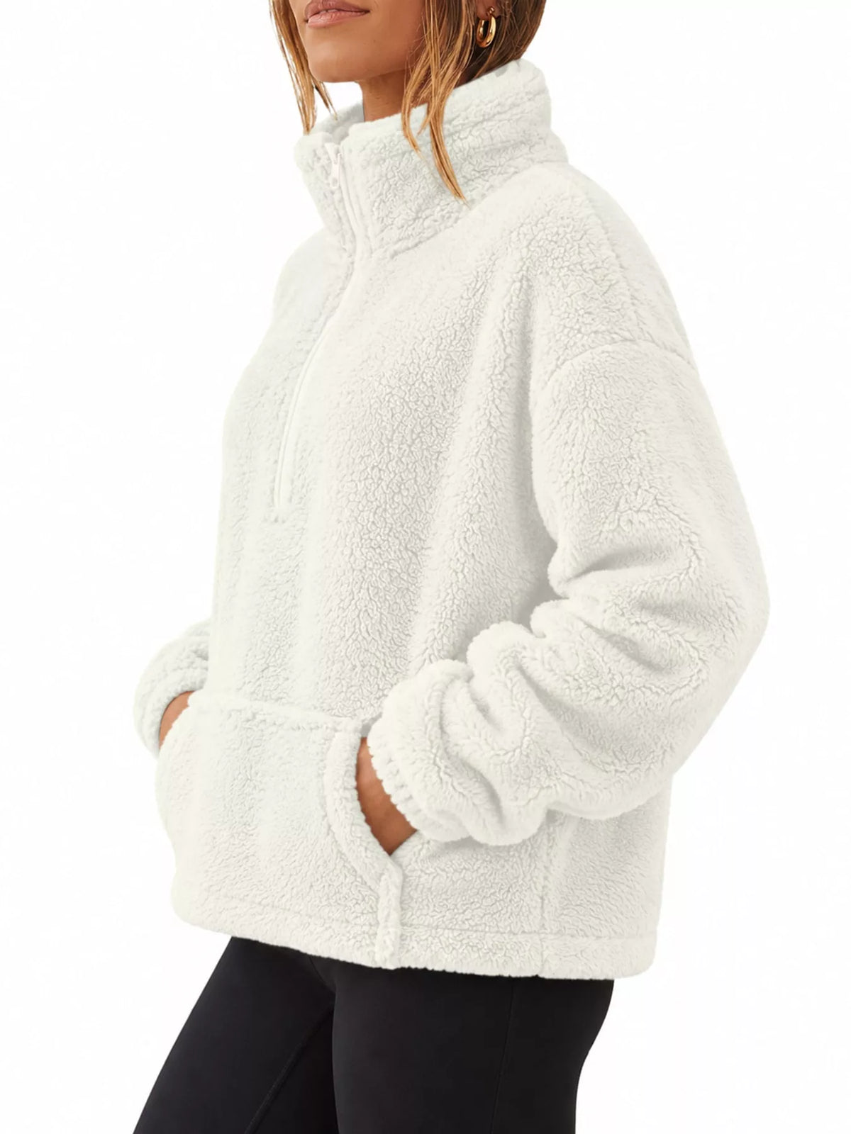 Alpine Sherpa Quarter-Zip Sweatshirt in white — alternate angle