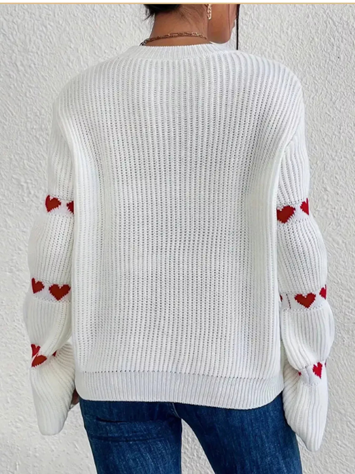 Amour Muse Heart Drop-Shoulder Sweater