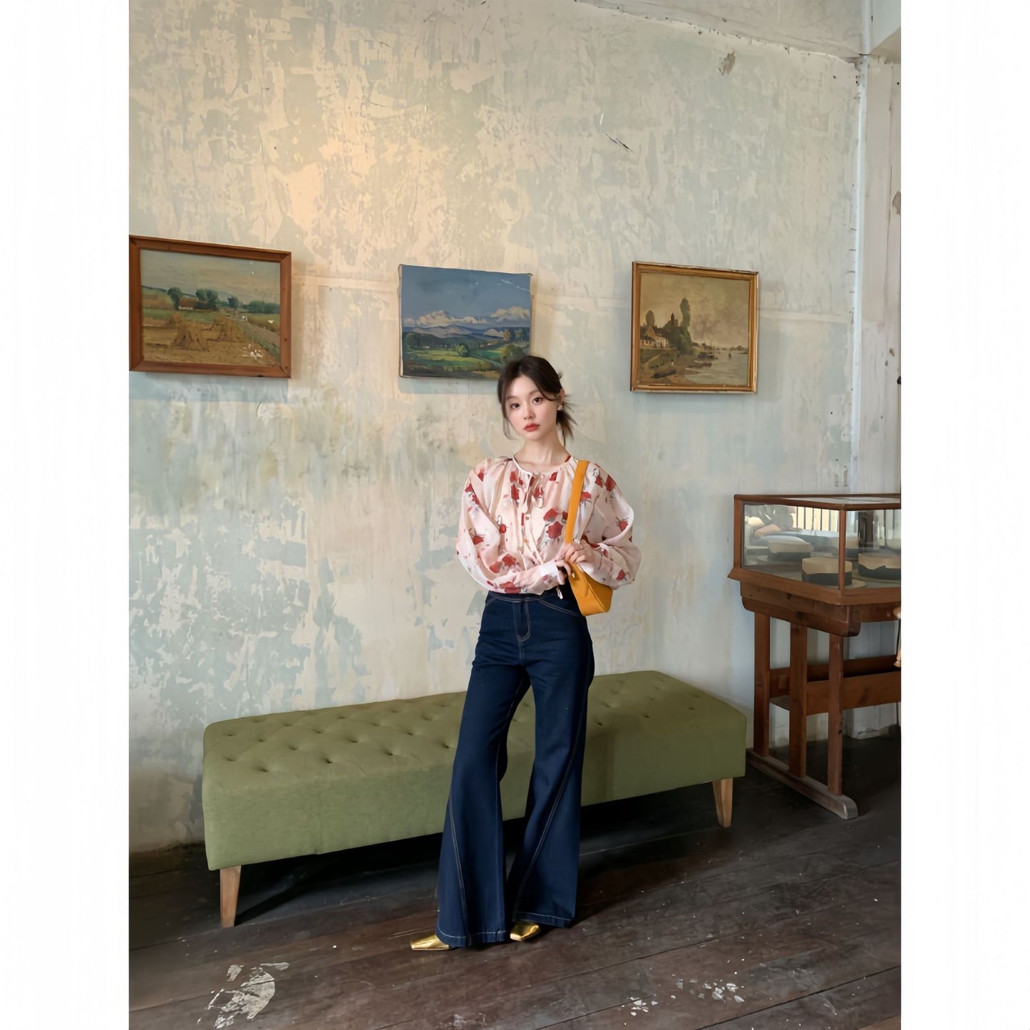 High waisted wide leg jeans for women