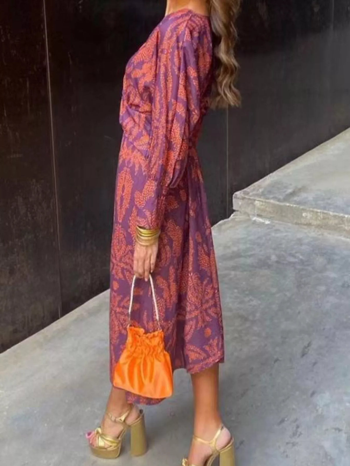 Twisted Muse V-Neck Midi Dress - boutique product photo