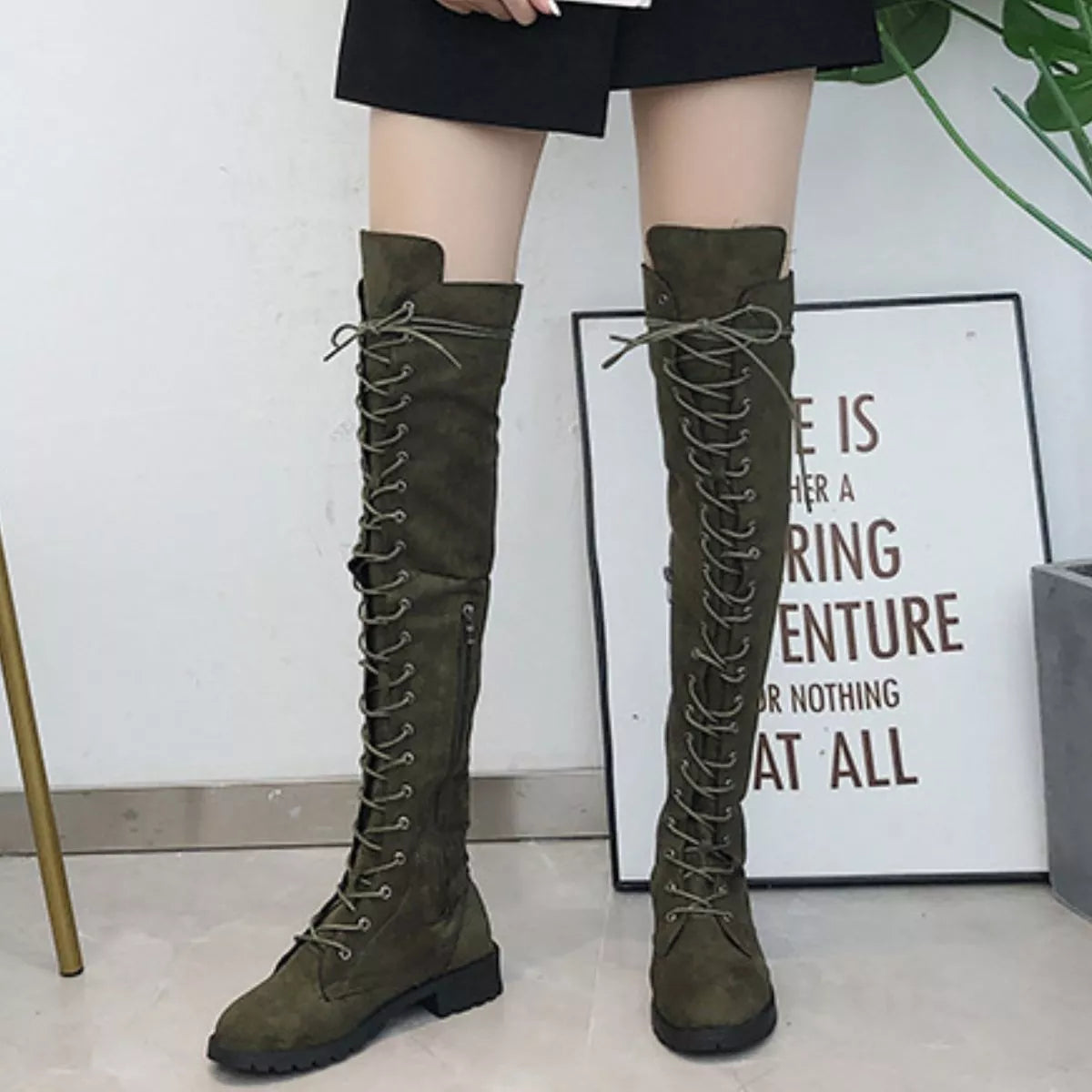 Huntress Lace-Up Over-the-Knee Boots - boutique product photo