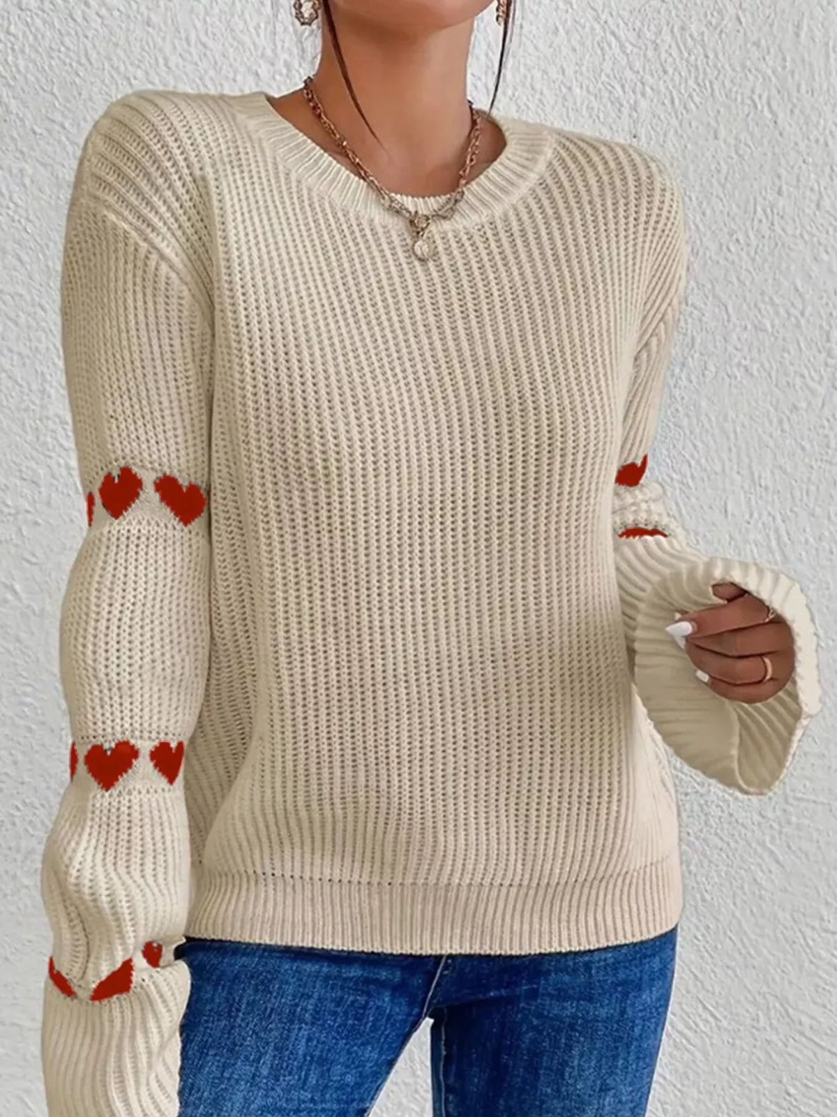 Amour Muse Heart Drop-Shoulder Sweater