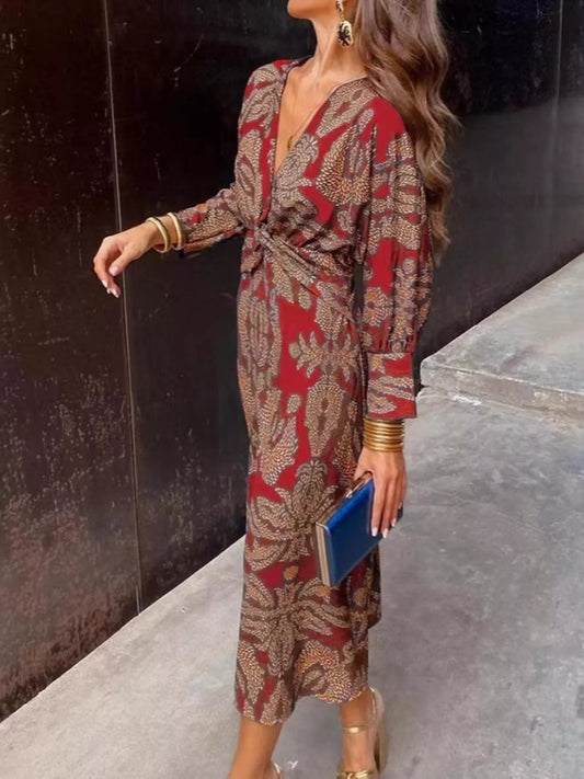 Twisted Muse V-Neck Midi Dress - boutique product photo