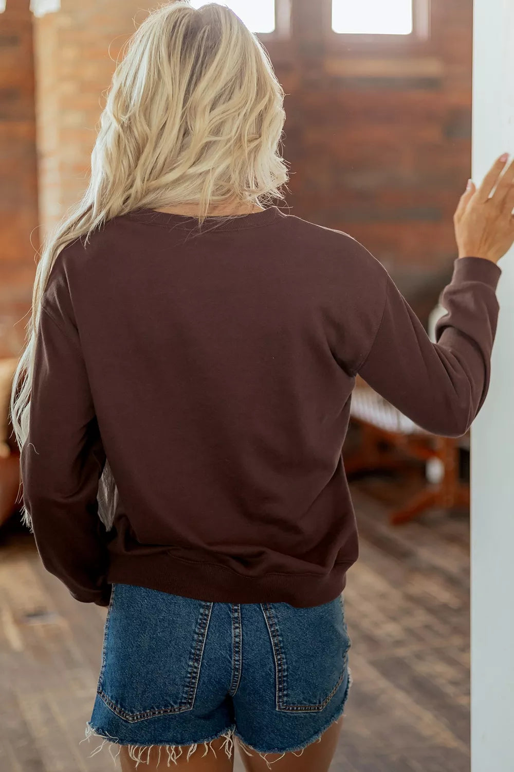Pray Plaid Crew Neck Sweatshirt - boutique product photo