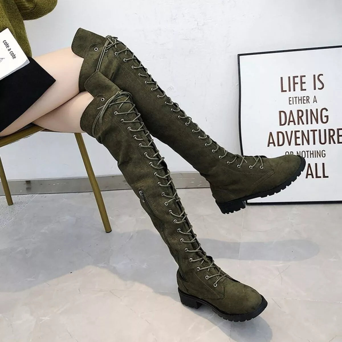 Huntress Lace-Up Over-the-Knee Boots - boutique product photo