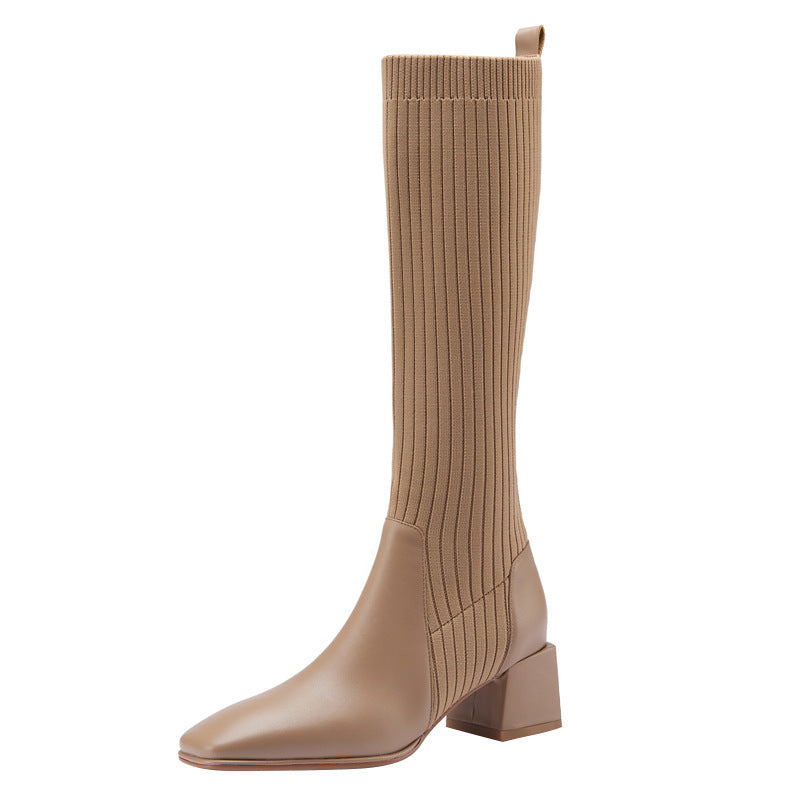 Hearthside Knit Block-Heel Boots - retro knit ankle boots with block heel (view 3)