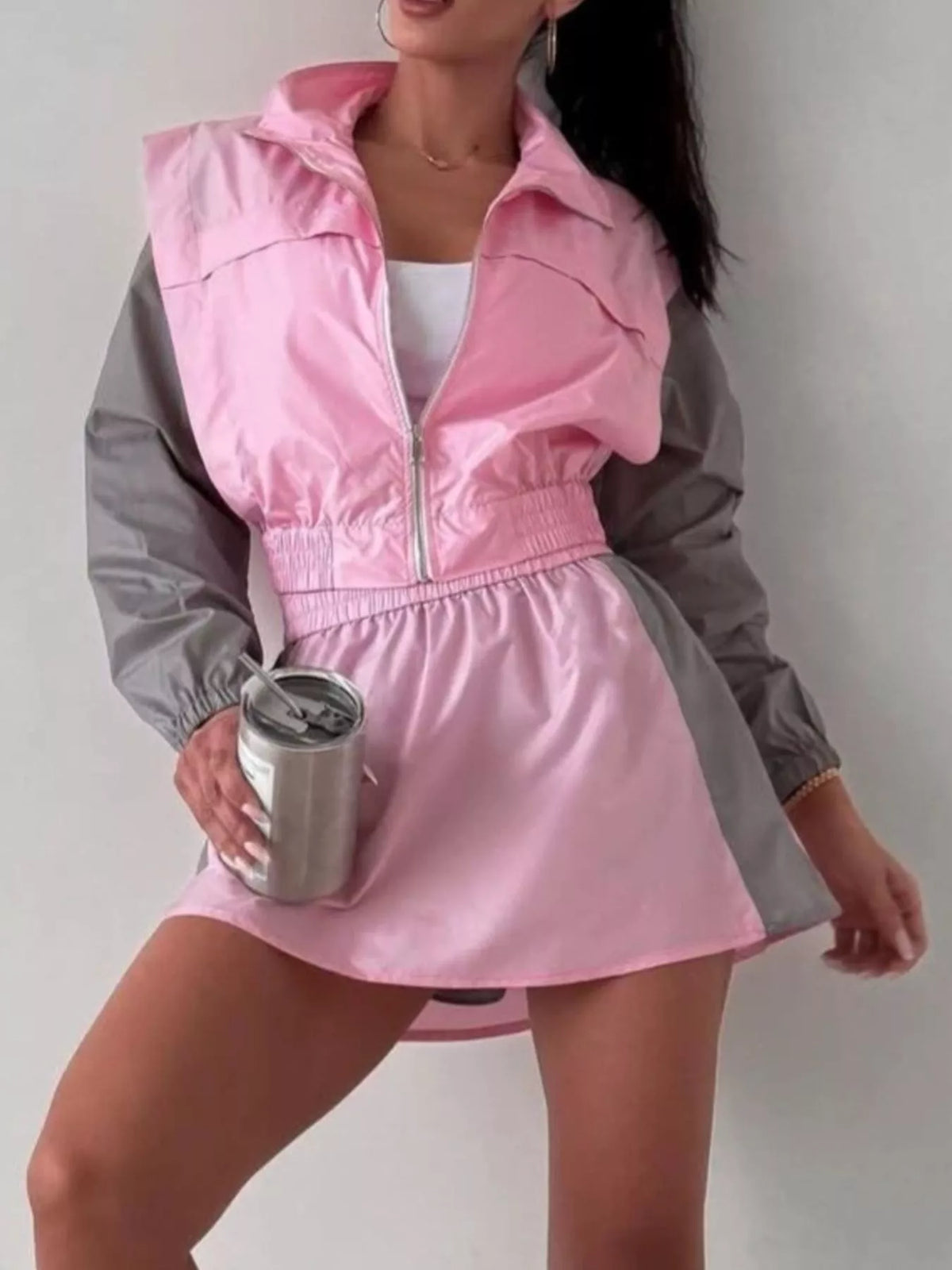 Courtside Muse Color-Block Jacket and Skort Set