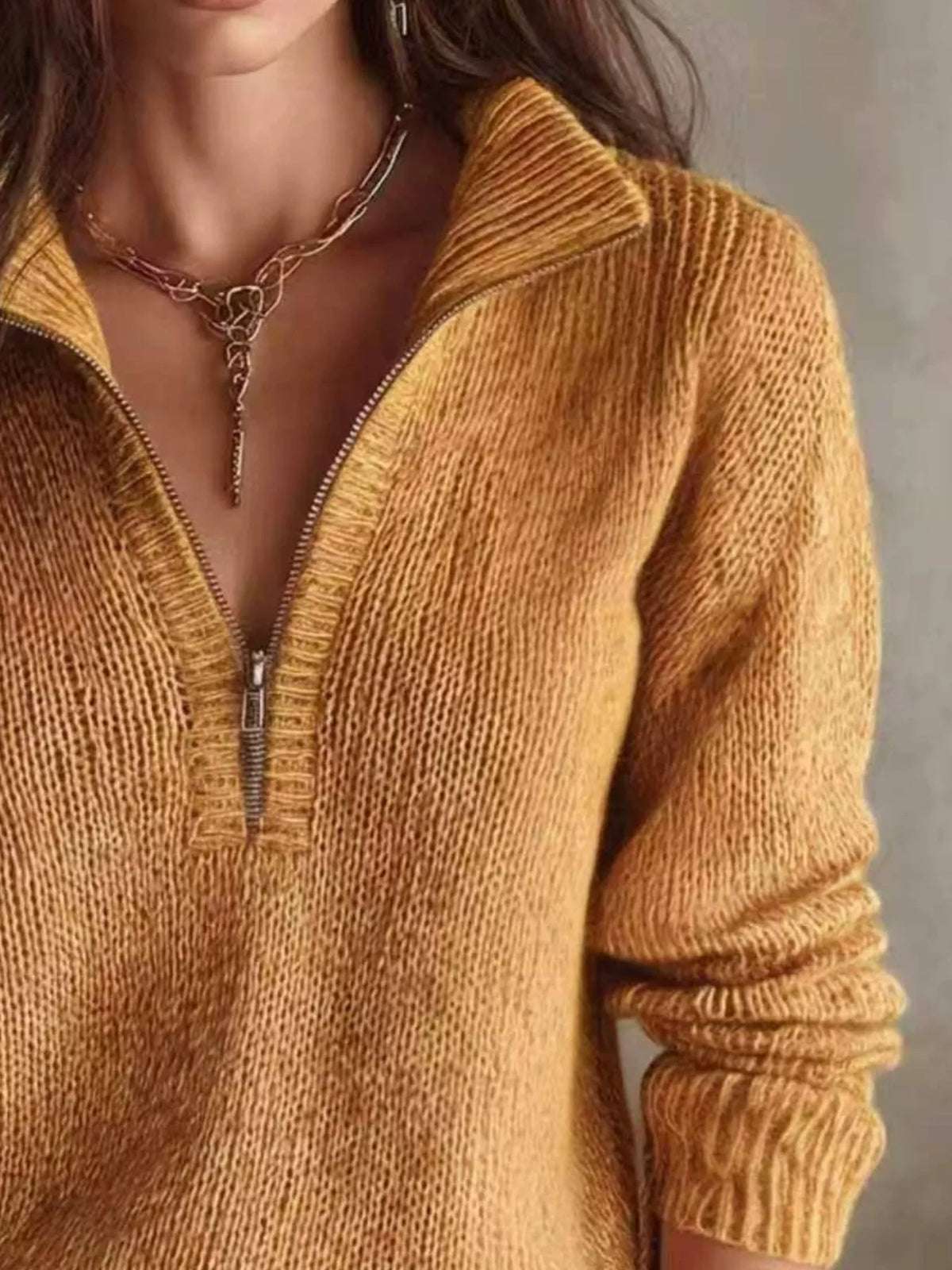 Alpine Muse Half-Zip Drop-Shoulder Sweater