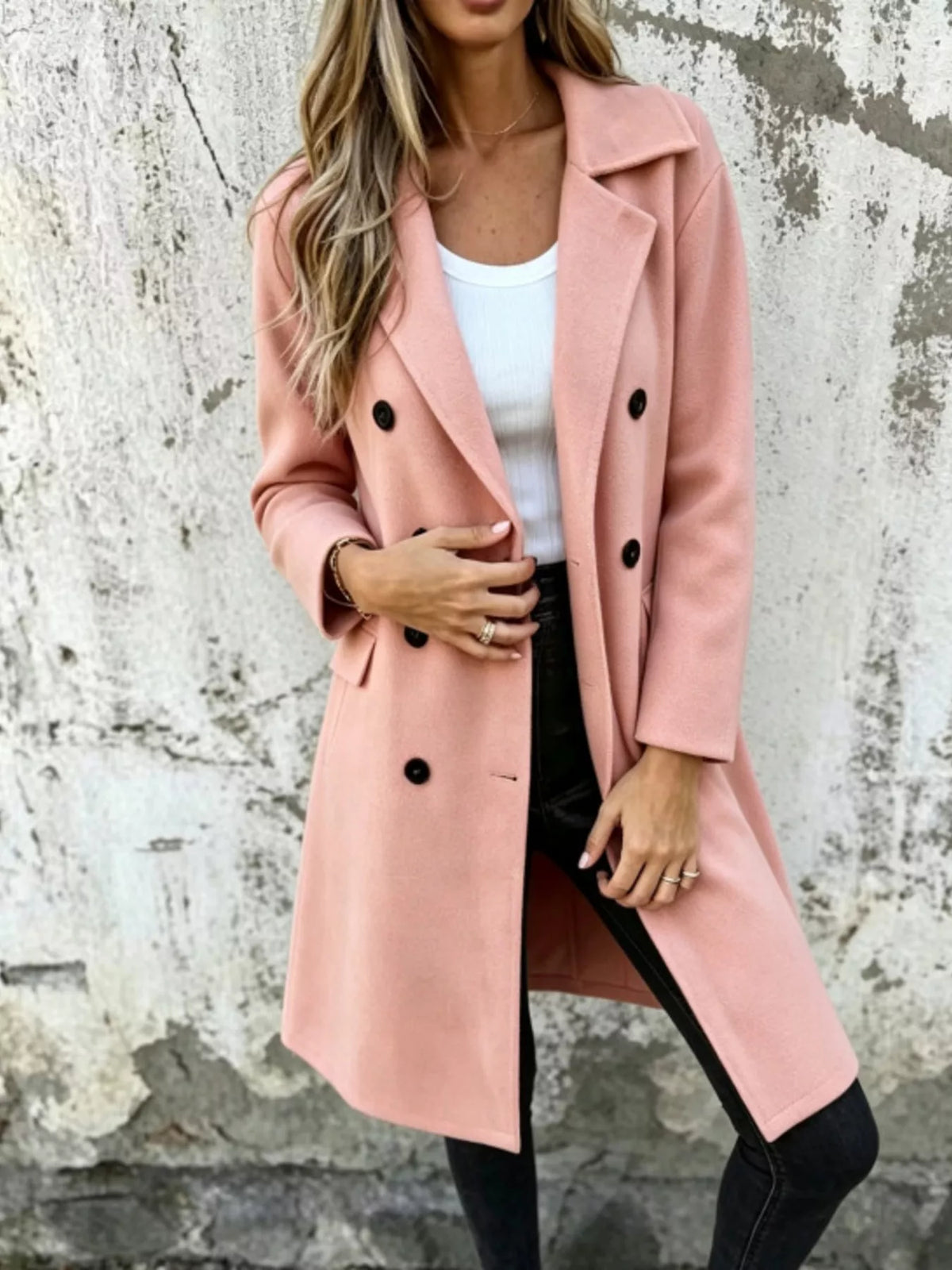 Back view of Sovereign double-breasted lapel coat