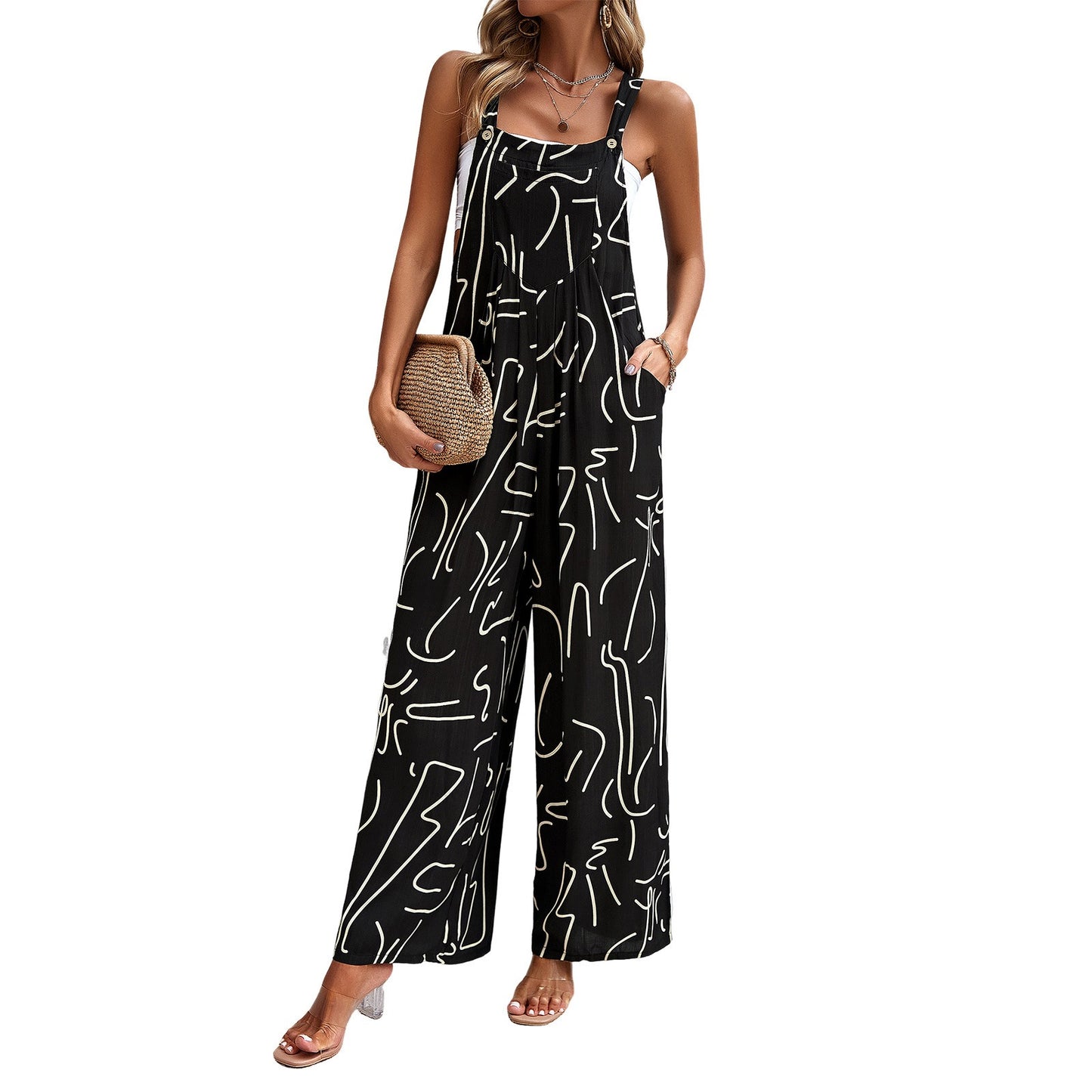 Foreign trade temperament elegant printed romper