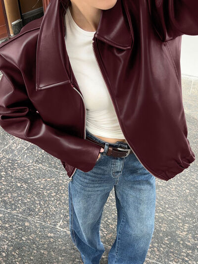 Rebel Spirit Faux Leather Moto Jacket - fabric texture