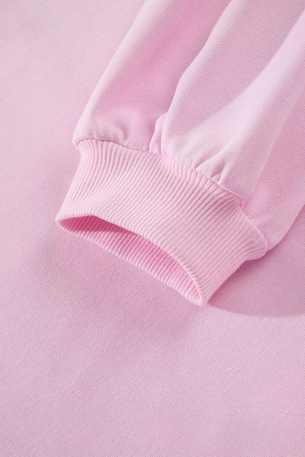 Birch Raw-Seam Lace Detail Sweatshirt in blush pink — lifestyle shot