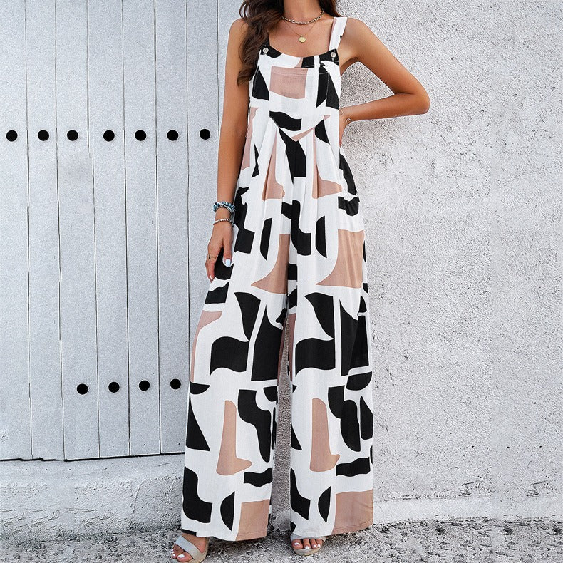 Foreign trade temperament elegant printed romper