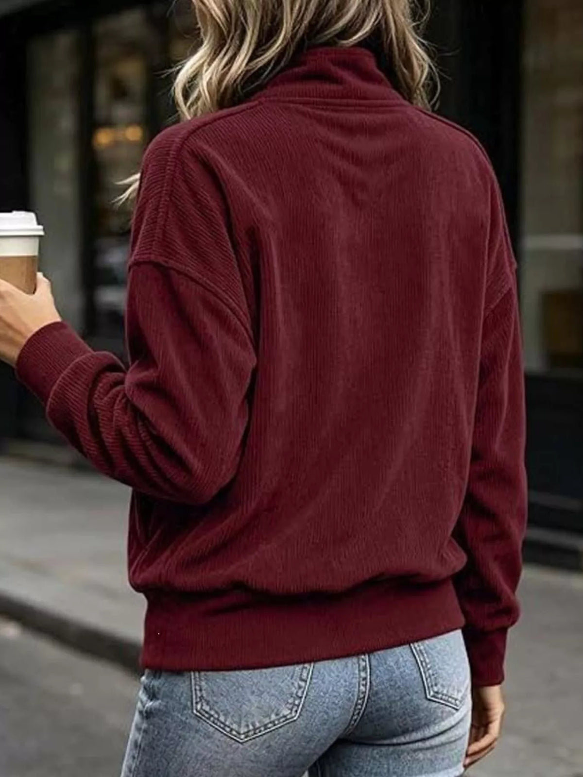 Lyric sweatshirt in white — soft ribbed knit