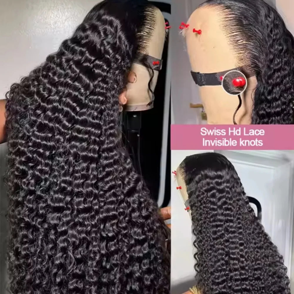 250% Density Jerry Curly Wave 13x6 Human Hair Wigs 13x4 HD Transparent Lace Frontal Human Hair Wigs Brazilian 40 Inch For Women