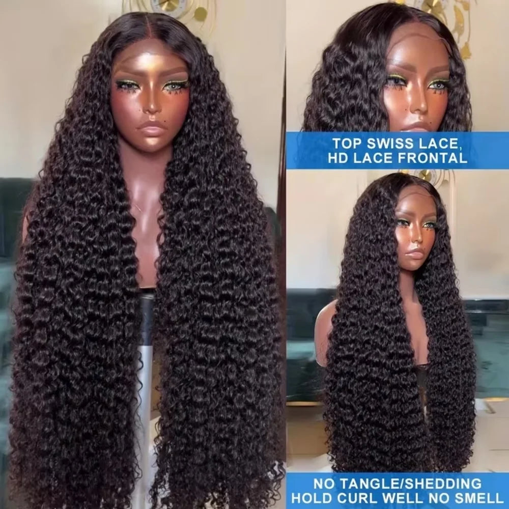 250% Density Jerry Curly Wave 13x6 Human Hair Wigs 13x4 HD Transparent Lace Frontal Human Hair Wigs Brazilian 40 Inch For Women