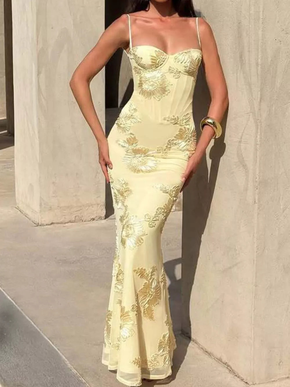 Seraphine sweetheart neckline embroidered lace maxi dress, view 10