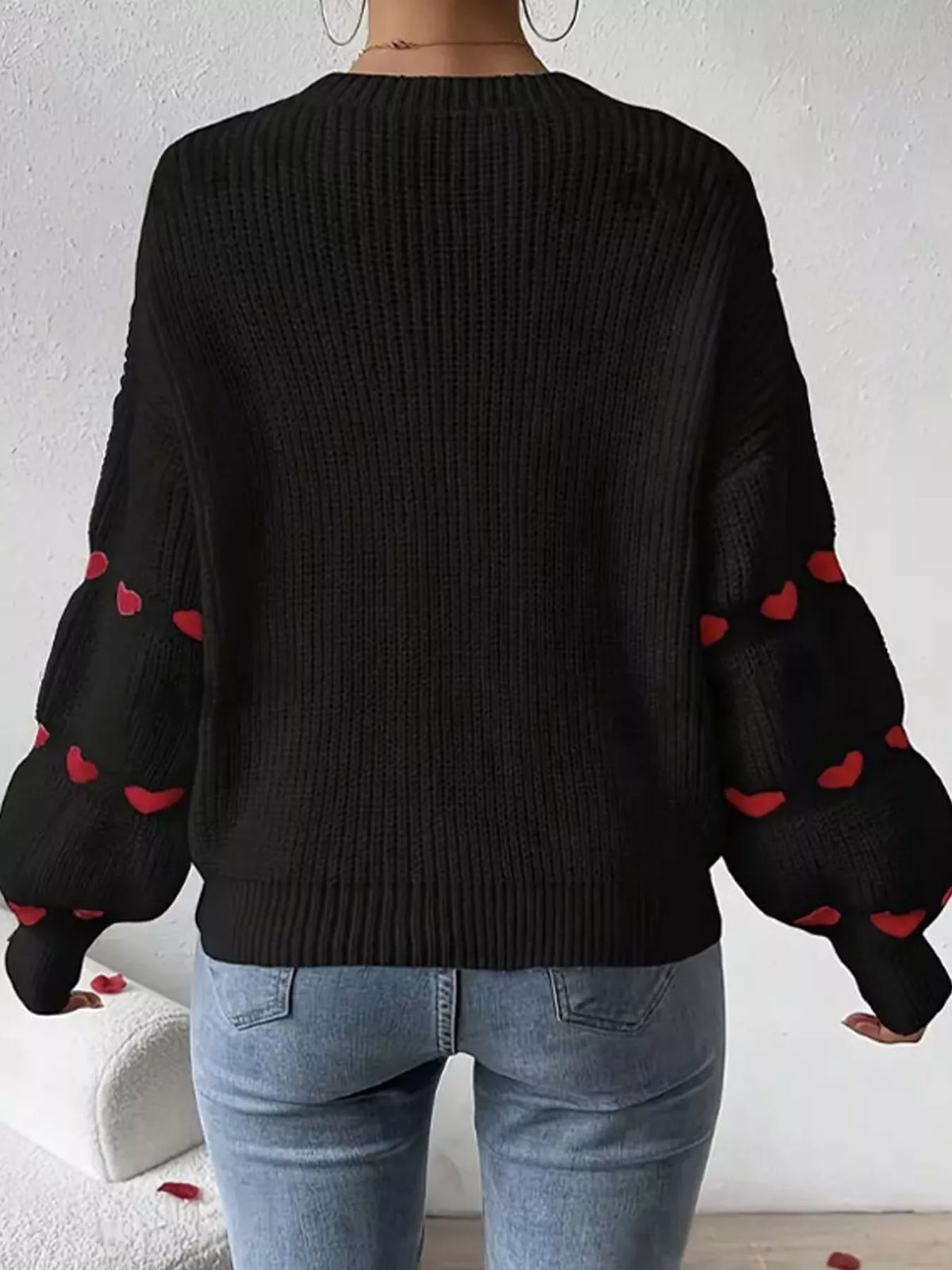Amour Muse Heart Drop-Shoulder Sweater