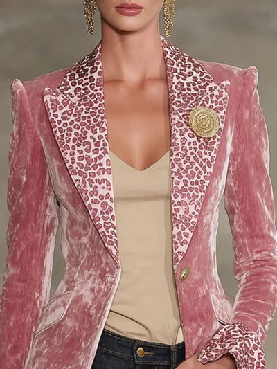 Noir Velvet Leopard Blazer - back view