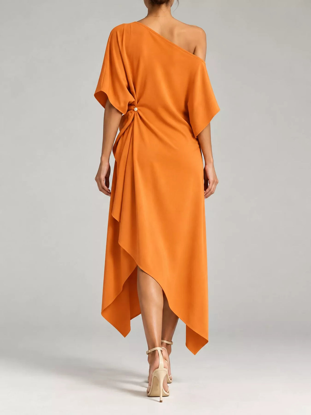 Aurelia One-Shoulder Asymmetric Midi Dress in sky blue — view 14