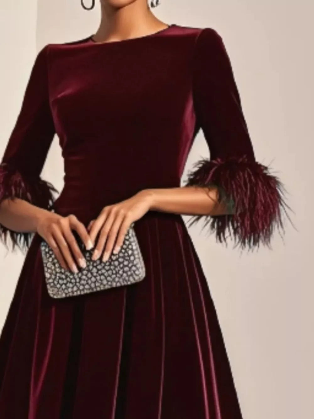 Majestic velvet midi dress back view with zipper closure