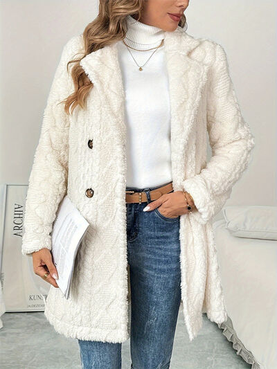 Statuesque Fleece Longline Coat - detail close-up
