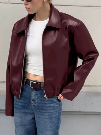 Rebel Spirit Faux Leather Moto Jacket - detail close-up