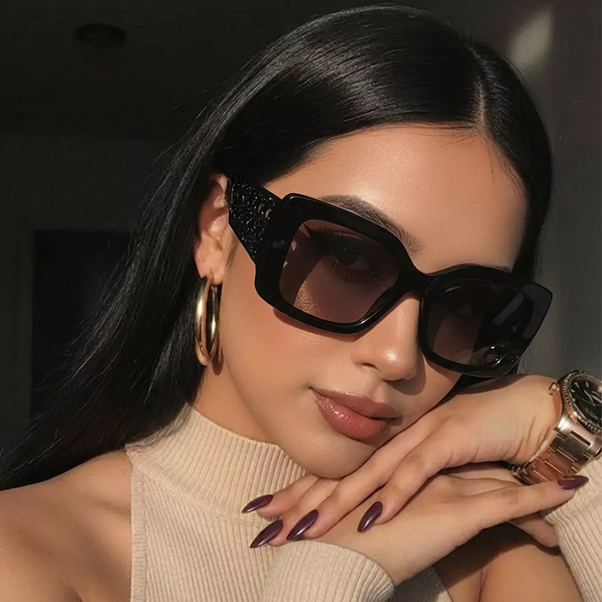 Retro Oversized Square Sunglasses - boutique product photo