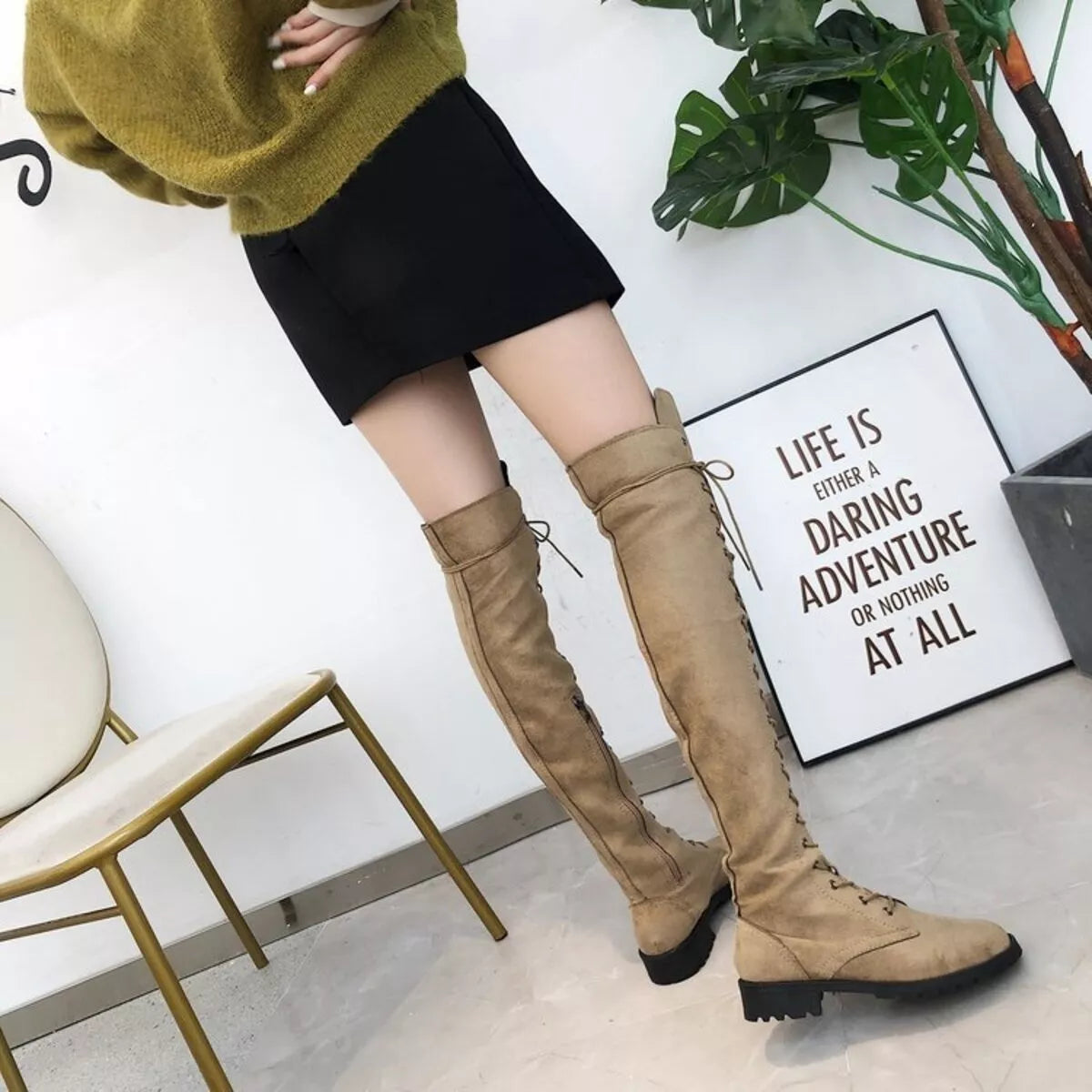 Huntress Lace-Up Over-the-Knee Boots - boutique product photo
