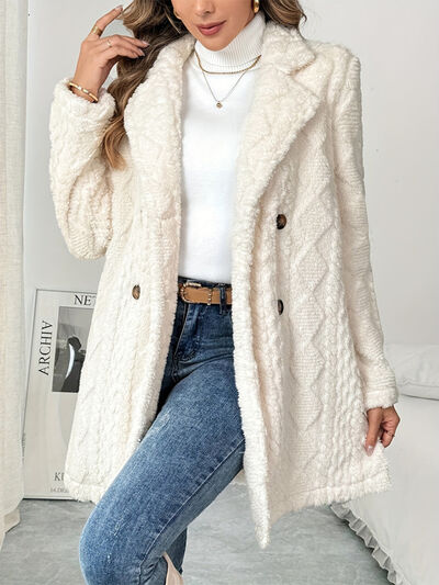 Statuesque Fleece Longline Coat - side view