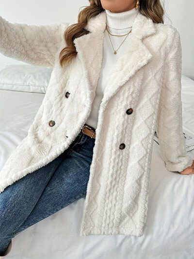 Statuesque Fleece Longline Coat - front view