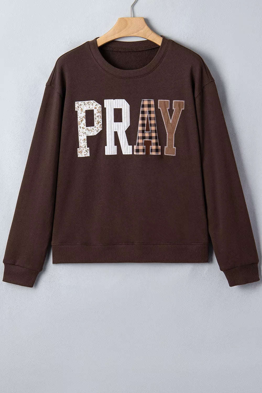 Pray Plaid Crew Neck Sweatshirt - boutique product photo