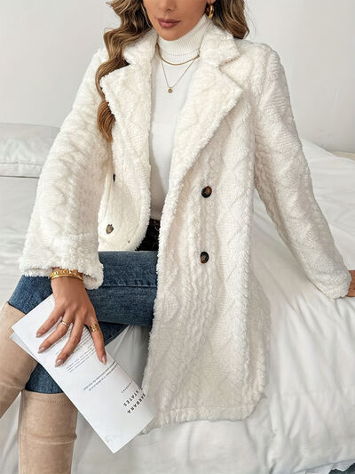 Statuesque Fleece Longline Coat - fabric texture