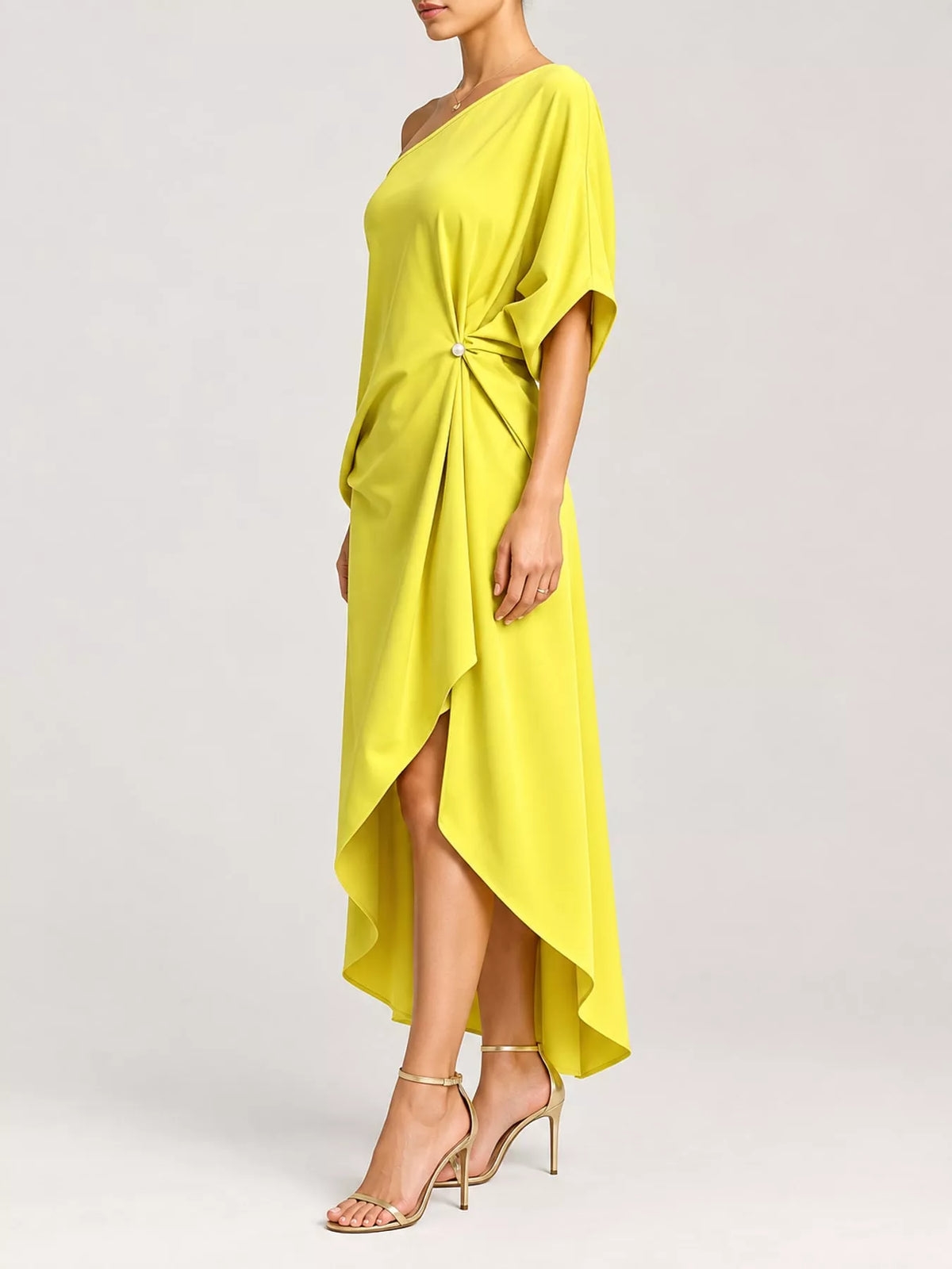 Aurelia One-Shoulder Asymmetric Midi Dress in sky blue — lifestyle shot