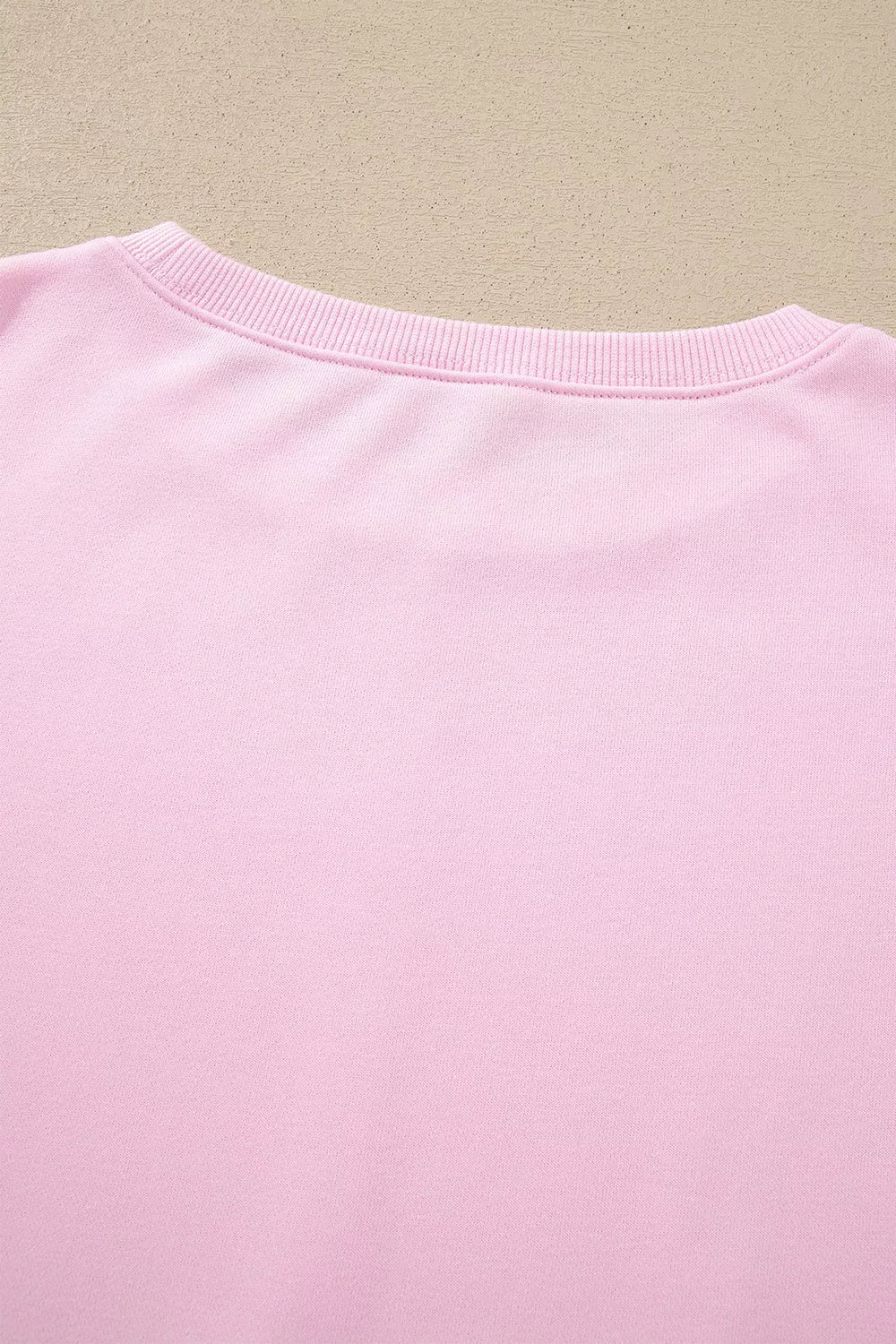 Birch Raw-Seam Lace Detail Sweatshirt in blush pink — flat lay