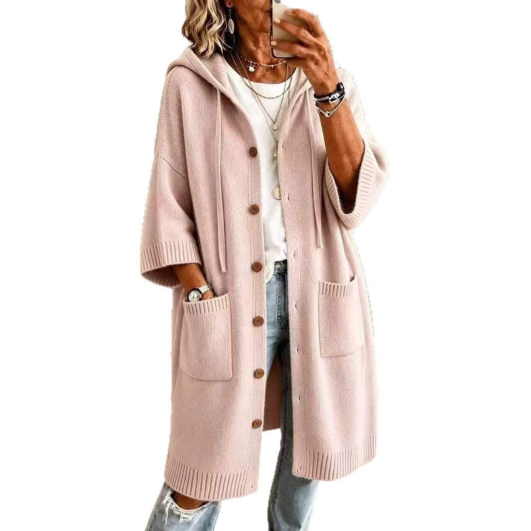 Goddess Cozy Hooded Knit Cardigan Coat - hood detail