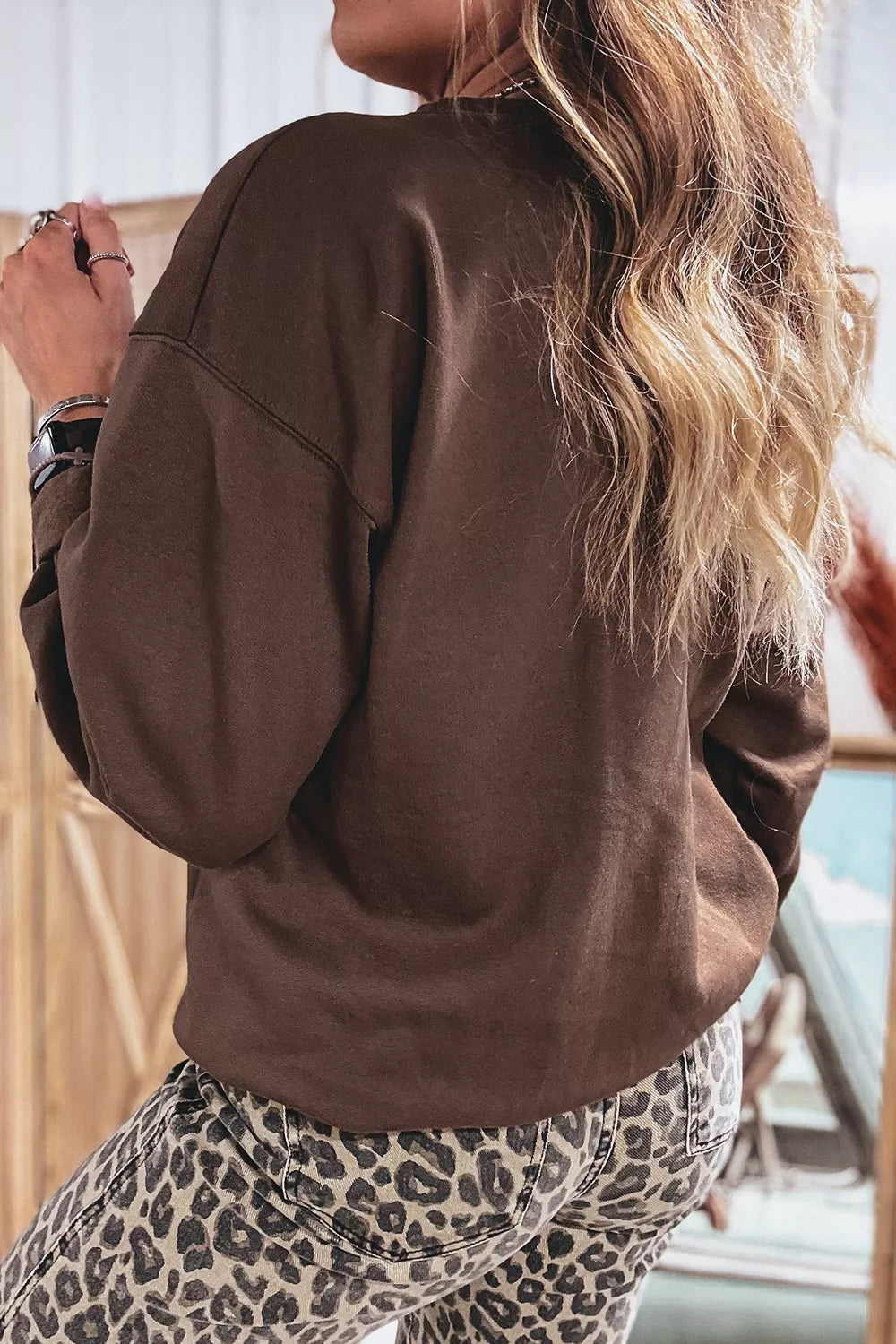 Pray Plaid Crew Neck Sweatshirt - boutique product photo
