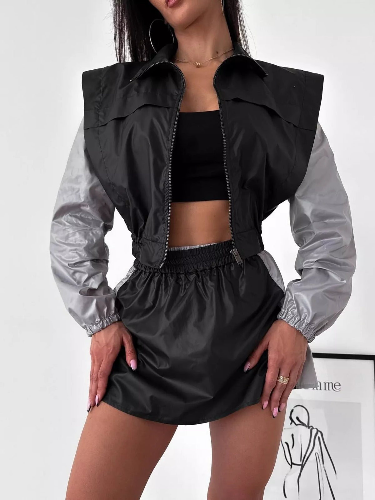 Courtside Muse Color-Block Jacket and Skort Set