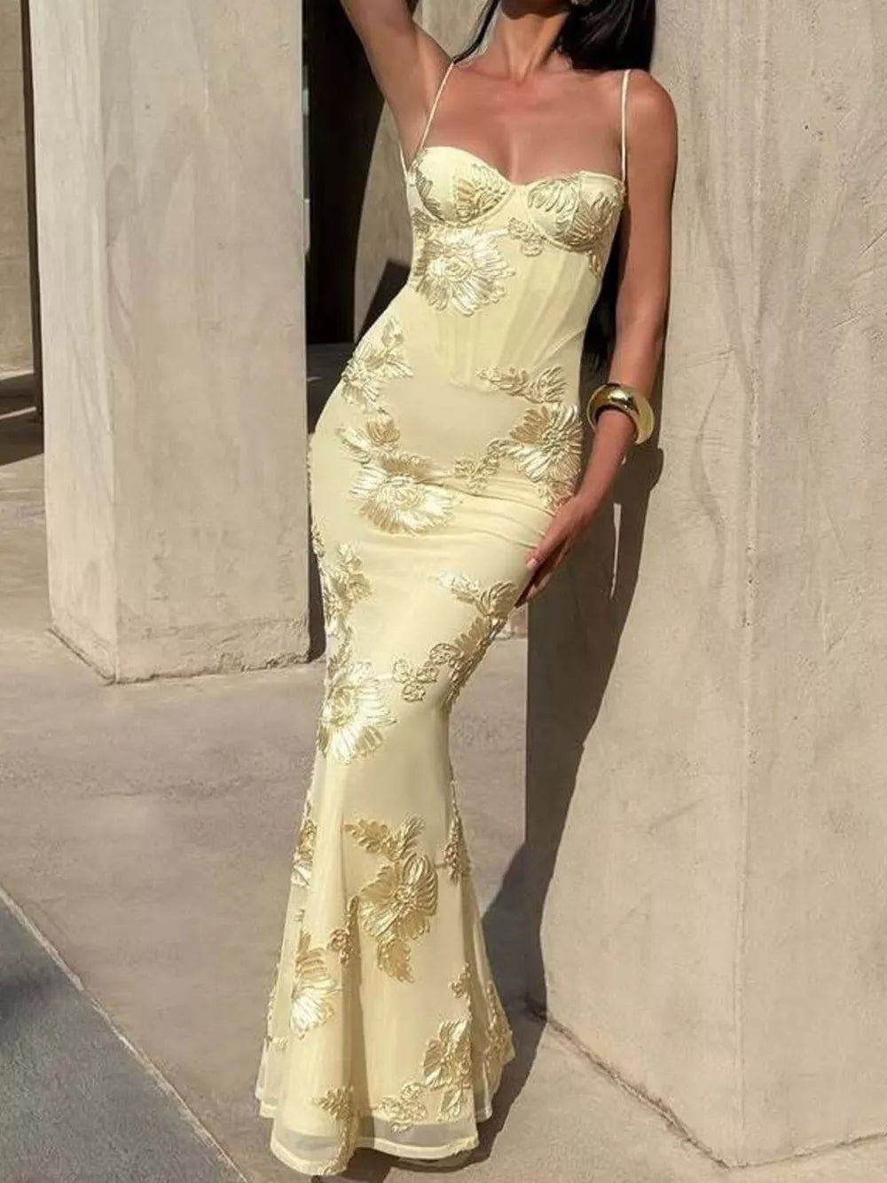 Seraphine sweetheart neckline embroidered lace maxi dress, view 16