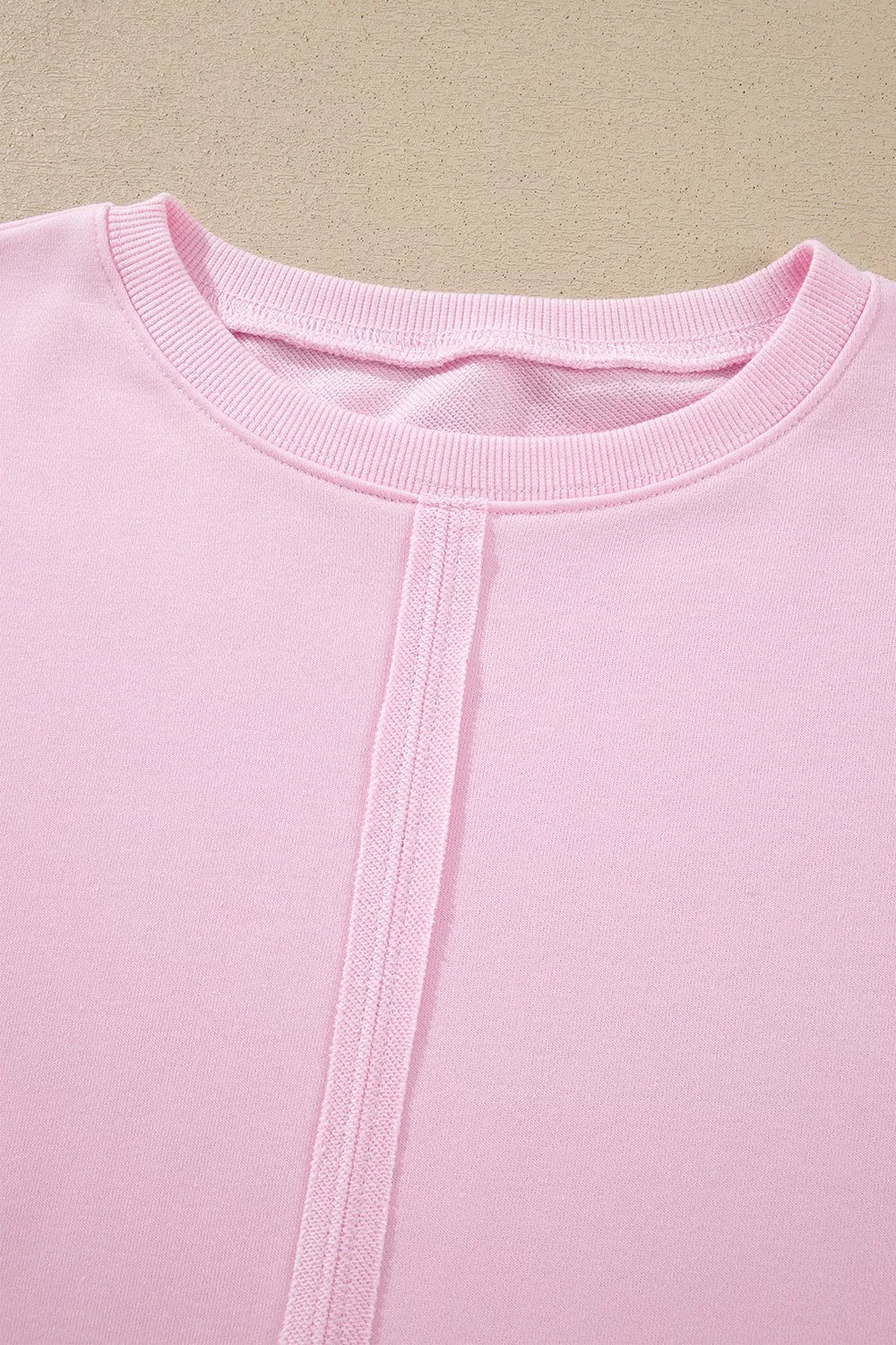 Birch Raw-Seam Lace Detail Sweatshirt in blush pink — side view