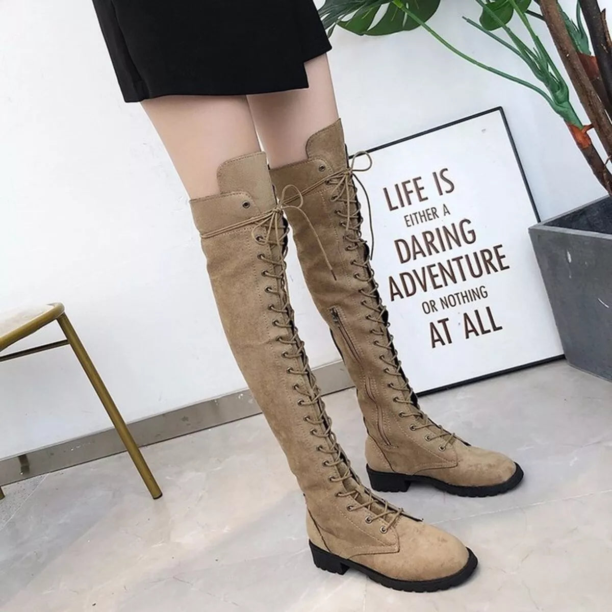 Huntress Lace-Up Over-the-Knee Boots - boutique product photo