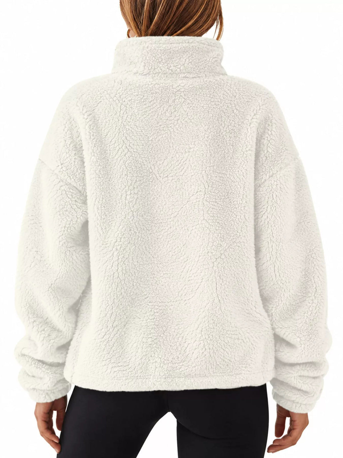 Alpine Sherpa Quarter-Zip Sweatshirt in white — back view